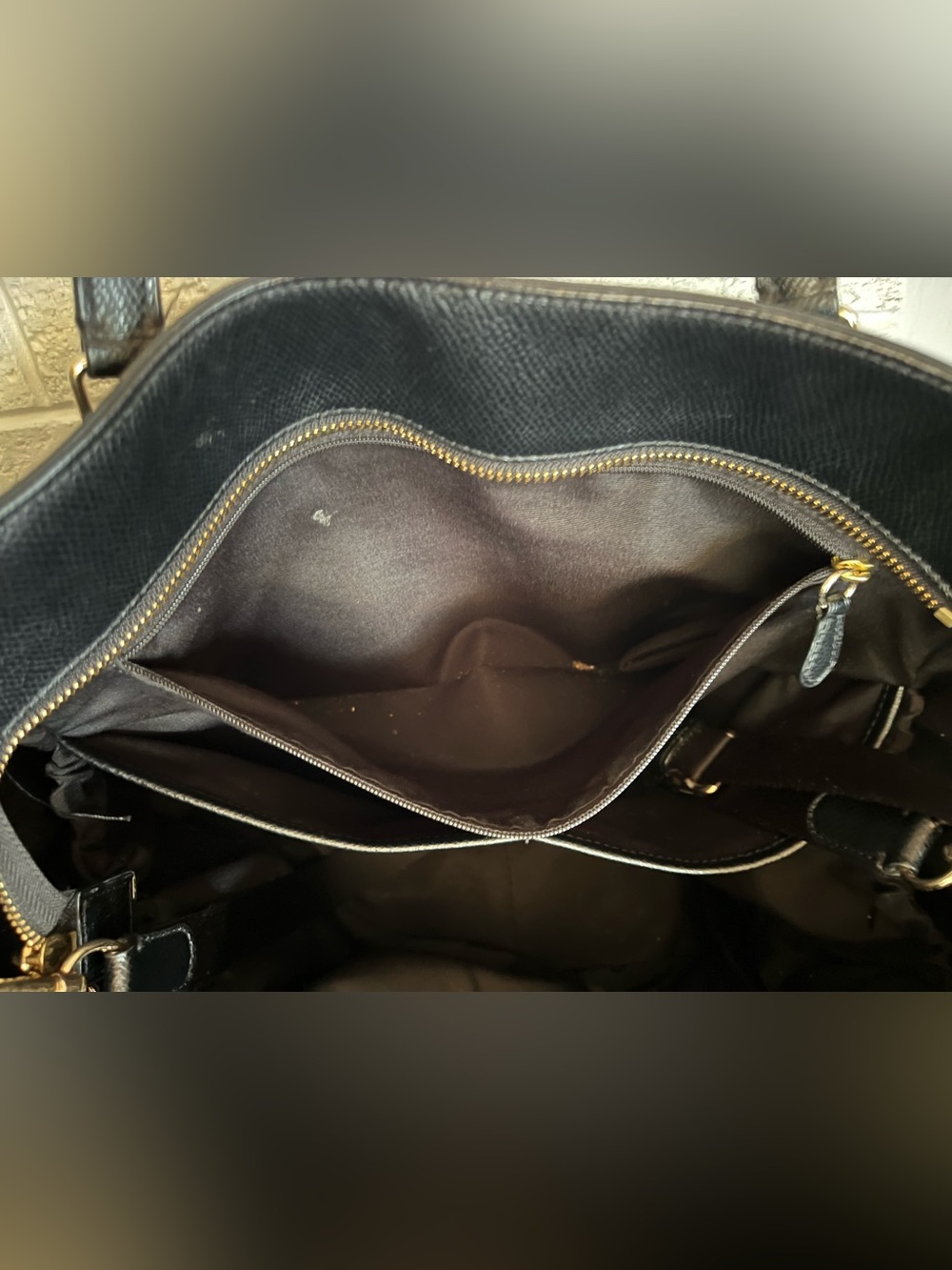 COACH black leather carryall tote bag / baby bag - Picture 9 of 10